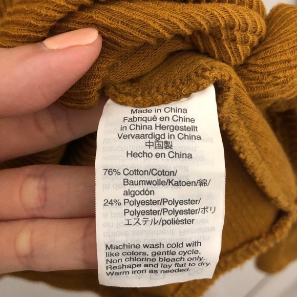 Madewell Texture & Thread Jacquard Knot-Front Mustard Yellow Top S - Picture 7 of 7